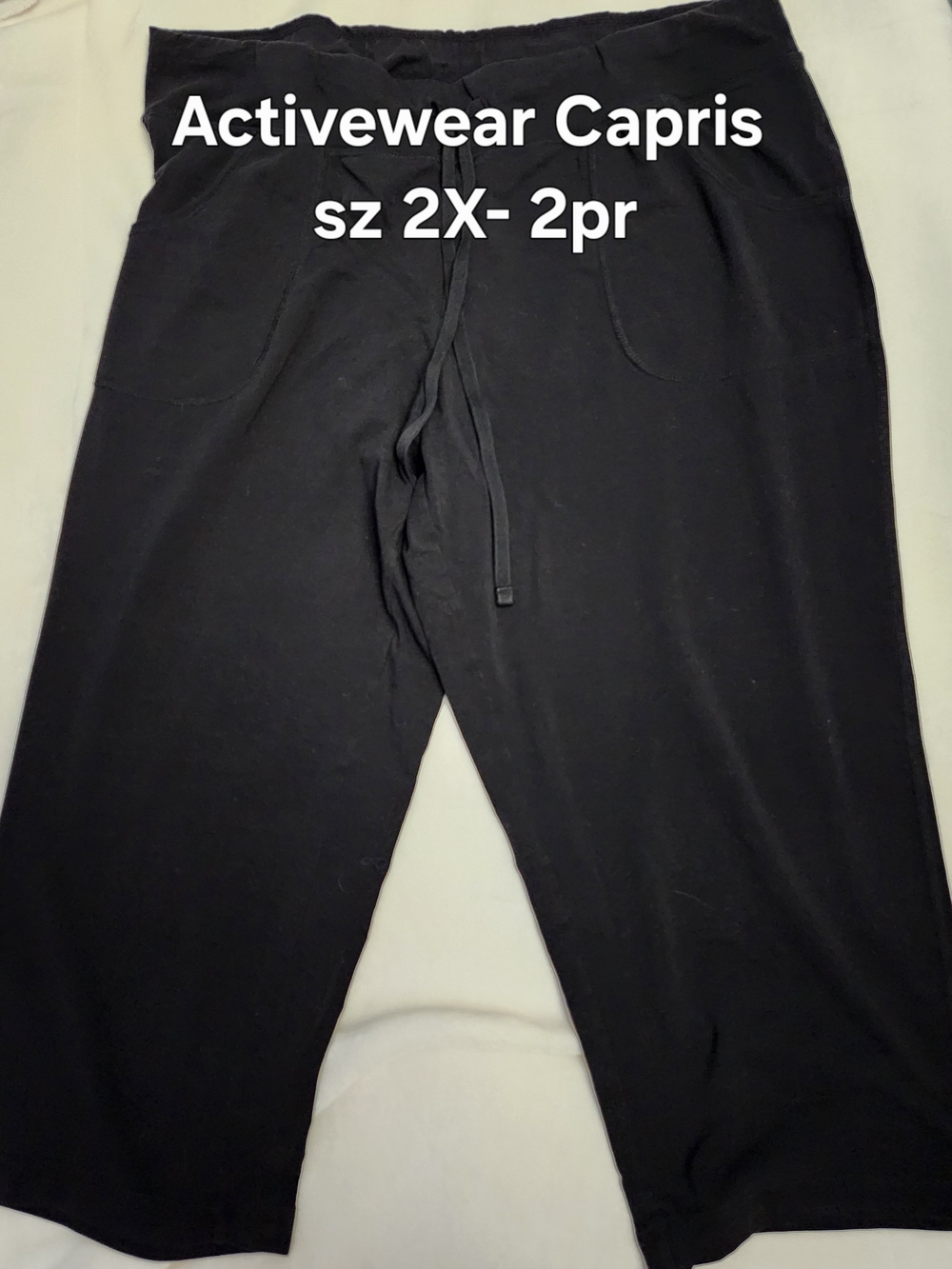 Black Activewear Capris - 2 pr. Drawstring Waist